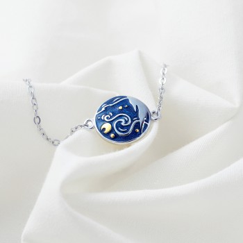 Thaya Van Gogh Enamel Cloisonne Plated Bracelet Star Moon Night Oil Painting s925 Silver Bracelet Jewelry for women gift