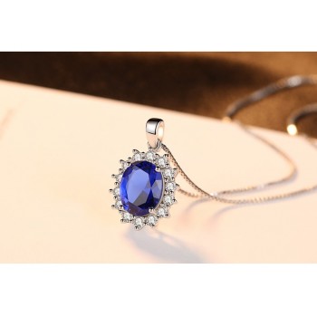 MeiBaPJ New Blue Stone 3 Suit Jewelry Set Real 925 Sterling Silver Pendant Earrings Ring Fine Charm Jewelry for Women