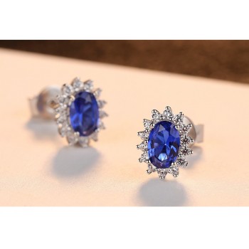MeiBaPJ New Blue Stone 3 Suit Jewelry Set Real 925 Sterling Silver Pendant Earrings Ring Fine Charm Jewelry for Women
