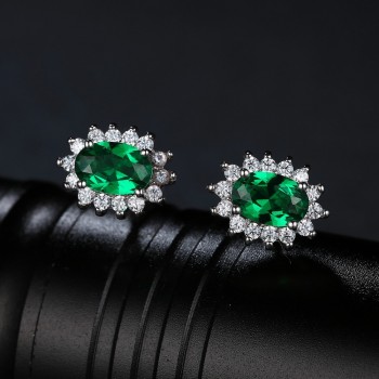 JewelryPalace Princess Diana Jewelry Engagement Wedding Created Emerald Jewelry 925 Sterling Silver Ring Pendant Earring