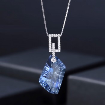 GEMS BALLET Natural Iolite Blue Mystic Quartz Irregular Geometric Jewelry Sets 925 Sterling Silver Necklace Earrings Ring Set
