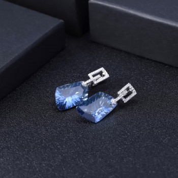 GEMS BALLET Natural Iolite Blue Mystic Quartz Irregular Geometric Jewelry Sets 925 Sterling Silver Necklace Earrings Ring Set