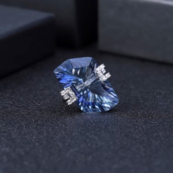 GEMS BALLET Natural Iolite Blue Mystic Quartz Irregular Geometric Jewelry Sets 925 Sterling Silver Necklace Earrings Ring Set