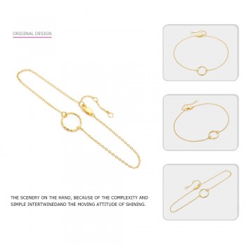 e-Manco Silver Circle Bracelets 925 Sterling Silver Classic Golden Round Charm Bracelet Fine Jewelry Simple Chain Link Bracelets