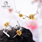 Lotus Fun Real 925 Sterling Silver Handmade Designer Fine Jewelry Delicated Plum Blossom Flower Jewelry Set for Women