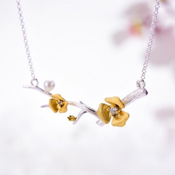 Lotus Fun Real 925 Sterling Silver Handmade Designer Fine Jewelry Delicated Plum Blossom Flower Jewelry Set for Women