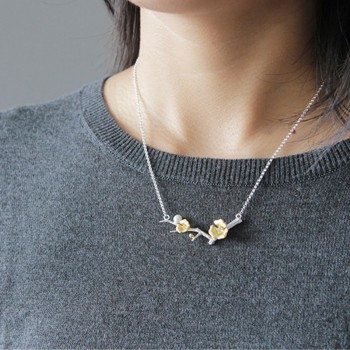 Lotus Fun Real 925 Sterling Silver Handmade Designer Fine Jewelry Delicated Plum Blossom Flower Jewelry Set for Women