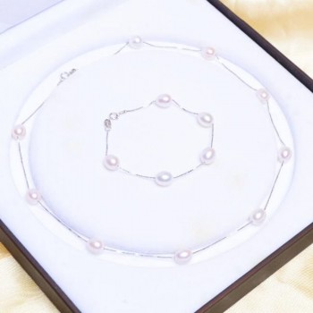 ASHIQI Natural pearl  925 Sterling Silver Jewelry Sets Real Freshwater pearl Necklace Bracelet for women New