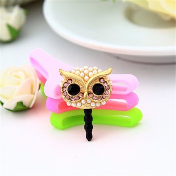 Pearl big eye Owl Earphone 3.5 audio Dust Plug 3.5mm AUX Jack for apple Iphone 4 5 6 Xiaomi Huawei OPPO VIVO PC latop cork Korea