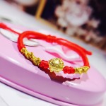Pure 24K 999 Yellow 3D Gold Year of the Pig Bracelet Luck Pig Zodiac Weaving Rope For Women Baby Female Bracelet 16cmL 0.2-0.3g