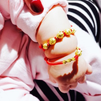 Pure 24K 999 Yellow 3D Gold Year of the Pig Bracelet Luck Pig Zodiac Weaving Rope For Women Baby Female Bracelet 16cmL 0.2-0.3g