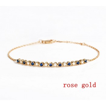 HELON Solid 18K 750 Yellow Gold Round SI/H 0.35ct 100% Genuine natural diamond amp; Sapphire Bracelet For Women Trendy Fine Jewelry