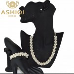 ASHIQI 100% Freshwater pearl Necklace /bracelet /stud Earring  Jewelry Sets For Women