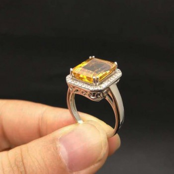 TBJ,Classic Ring with Nautral Citrine good color oct9*11mm in 925 sterling silver gemstone jewelry for women with gift box
