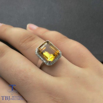 TBJ,Classic Ring with Nautral Citrine good color oct9*11mm in 925 sterling silver gemstone jewelry for women with gift box