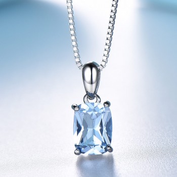 UMCHO Real 925 Sterling Silver Jewelry Created Sky Blue Topaz Rings Necklace Elegant Wedding Gifts For Women Fine Jewelry Sets