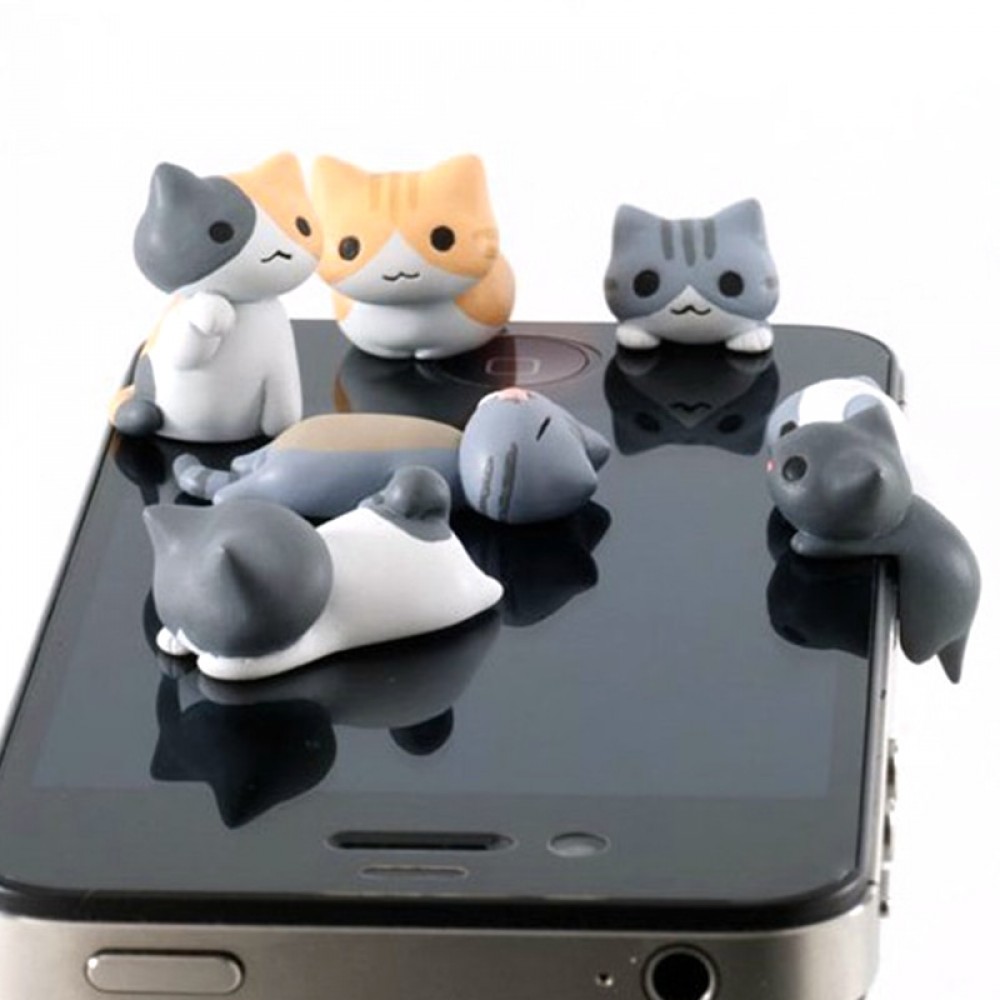 1pcs Cute Cheese Cats 3.5mm Anti dust Dirt-resistant Earphone Jack Plug Adapter to Phone Stopper Cap for iphone 5 5s 5c random
