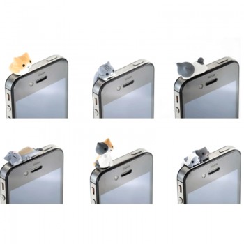 1pcs Cute Cheese Cats 3.5mm Anti dust Dirt-resistant Earphone Jack Plug Adapter to Phone Stopper Cap for iphone 5 5s 5c random