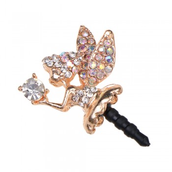 Drill Flash Angel Phone Dust Plug Fashion Rhinestone Mobile Phone Plug angel girl shape 3.5MM Headphone Earphone Dust Plugs stub