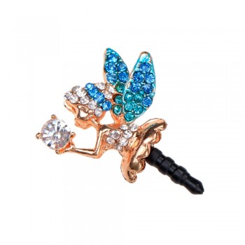 Drill Flash Angel Phone Dust Plug Fashion Rhinestone Mobile Phone Plug angel girl shape 3.5MM Headphone Earphone Dust Plugs stub