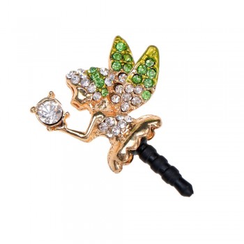 Drill Flash Angel Phone Dust Plug Fashion Rhinestone Mobile Phone Plug angel girl shape 3.5MM Headphone Earphone Dust Plugs stub