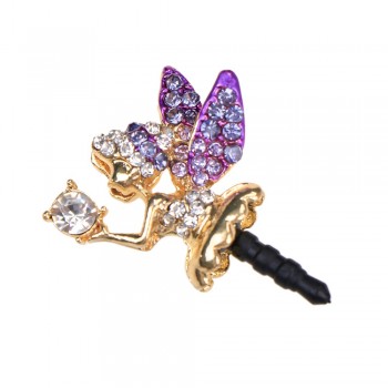 Drill Flash Angel Phone Dust Plug Fashion Rhinestone Mobile Phone Plug angel girl shape 3.5MM Headphone Earphone Dust Plugs stub