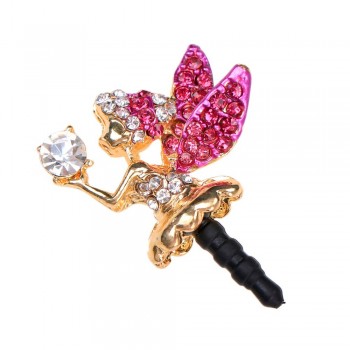 Drill Flash Angel Phone Dust Plug Fashion Rhinestone Mobile Phone Plug angel girl shape 3.5MM Headphone Earphone Dust Plugs stub