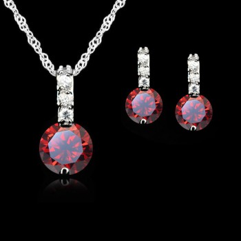 Jemmin 7Colors 925 Silver Jewelry Sets For Women Bridal Wedding Austrian Crystal Pendants Necklace Earrings Set For Female