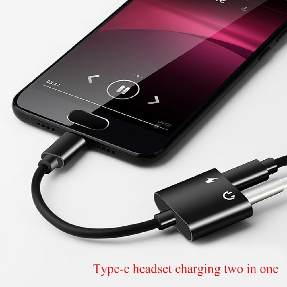 Type-C to Jack 3.5 Cable Splitter Charger Adapter For Huawei P20 Pro For Xiaomi Mi 6 8 Note3 Type C 3.5mm AUX Earphone Converter