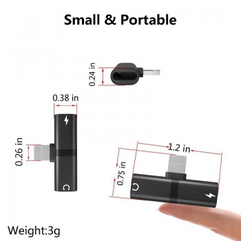 2 IN 1 Dual Audio fast Charging Adapter Splitter for iPhone X XR XS Max 7 8 Plus Metal Dual Port For Lightning Cable Converter