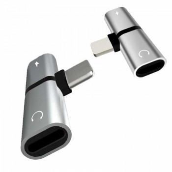2 IN 1 Dual Audio fast Charging Adapter Splitter for iPhone X XR XS Max 7 8 Plus Metal Dual Port For Lightning Cable Converter
