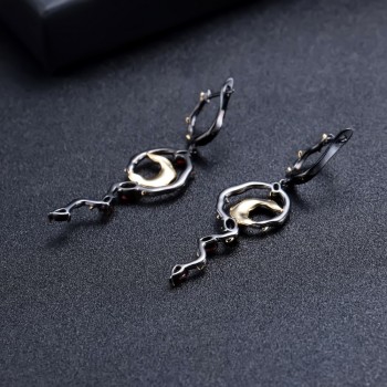 GEMS BALLET 3.95Ct Natural Red Garnet Earrings Ring Set 925 Sterling Silver Vintage Gothic Jewelry Set For Women Fine Jewelry