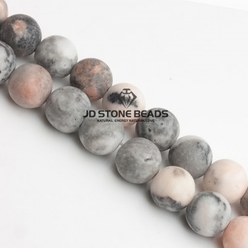 Matte Natural Stone Pink Zebra Jaspers Frost Round Loose gemstone beads 15 Strand 4 6 8 10 12MM Pick Size For Jewelry Making