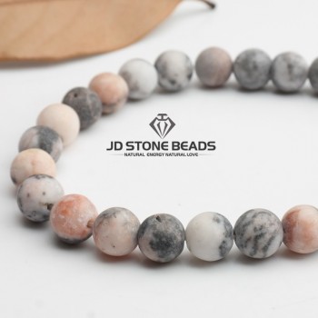 Matte Natural Stone Pink Zebra Jaspers Frost Round Loose gemstone beads 15 Strand 4 6 8 10 12MM Pick Size For Jewelry Making