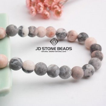 Matte Natural Stone Pink Zebra Jaspers Frost Round Loose gemstone beads 15 Strand 4 6 8 10 12MM Pick Size For Jewelry Making