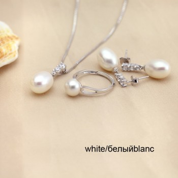 YouNoble Trendy natural pearl Necklace Set women freshwatewr pearl Jewelry Necklace Earring African Jewelry Sets White 45cm