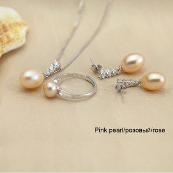 YouNoble Trendy natural pearl Necklace Set women freshwatewr pearl Jewelry Necklace Earring African Jewelry Sets White 45cm