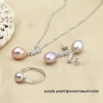 YouNoble Trendy natural pearl Necklace Set women freshwatewr pearl Jewelry Necklace Earring African Jewelry Sets White 45cm