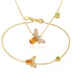 LAMOON Bee 5x7mm 1ct 100% Natural Citrine 925 Sterling Silver Jewelry S925  Jewelry Set V027-4