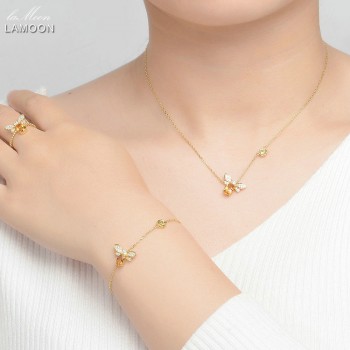LAMOON Bee 5x7mm 1ct 100% Natural Citrine 925 Sterling Silver Jewelry S925  Jewelry Set V027-4