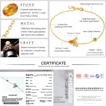 LAMOON Bee 5x7mm 1ct 100% Natural Citrine 925 Sterling Silver Jewelry S925  Jewelry Set V027-4