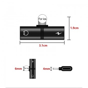 2 in 1 Audio Adapter For iPhone 7 8 Plus X Connector Splitter Charger Headphone Adapter For Lightning Jack to Earphone AUX Cable