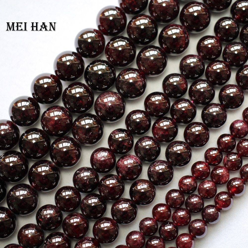 Free shipping natural 6mm / 8mm / 9.5-10mm red garnet smooth round charm gemstone for jewelry making design