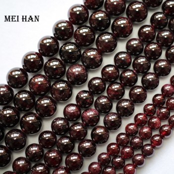 Free shipping natural 6mm / 8mm / 9.5-10mm red garnet smooth round charm gemstone for jewelry making design