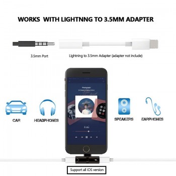 Earphone Accessories 2 in 1 Splitter Metal Dual Port Converter Charger Audio Headphone Jack 3.5 Mm Adapter for iPhone X 7 8 Plus