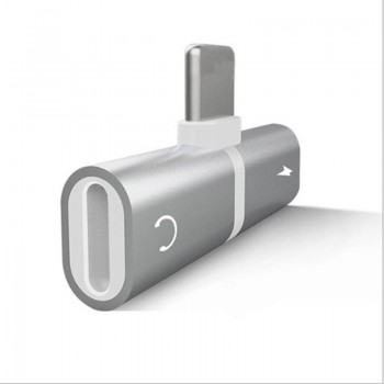 Earphone Accessories 2 in 1 Splitter Metal Dual Port Converter Charger Audio Headphone Jack 3.5 Mm Adapter for iPhone X 7 8 Plus