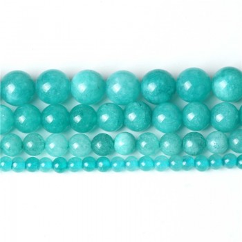 Natural Blue Amazonite Jade Stone Beads Jasper Gemstone Loose Beads Crafts Necklace Pick Size Women Beaded Bracelet Material