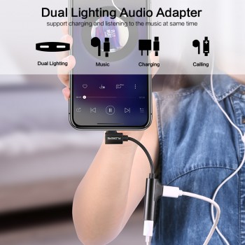 FLOVEME 2 in 1 For Lightning to 3.5mm Audio Adapter Jack Charging Converter For iPhone 7 8 X Cable Splitter Headphone USB Adapte