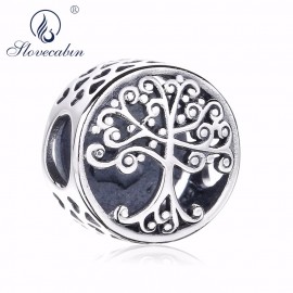 Slovecabin Christmas Gift 925 Sterling Silver Family Roots Openwork Charms Bead For Brand Bracelet Life Of Tree Charms Beads DIY