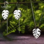 Lotus Fun Real 925 Sterling Silver Handmade Fine Jewelry Creative Monstera Leaves Design Jewelry Set for Women Bijoux